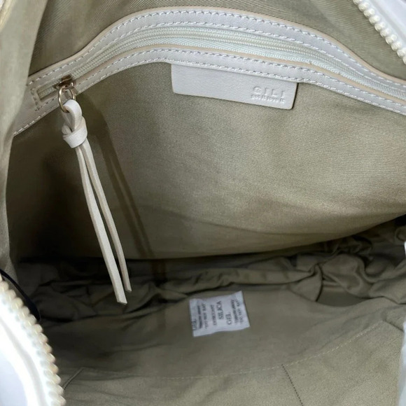 G.I.L.I Womens Handbag Leather Zip-Around Hobo Sling Crossbody Bag Ivory - Picture 7 of 10